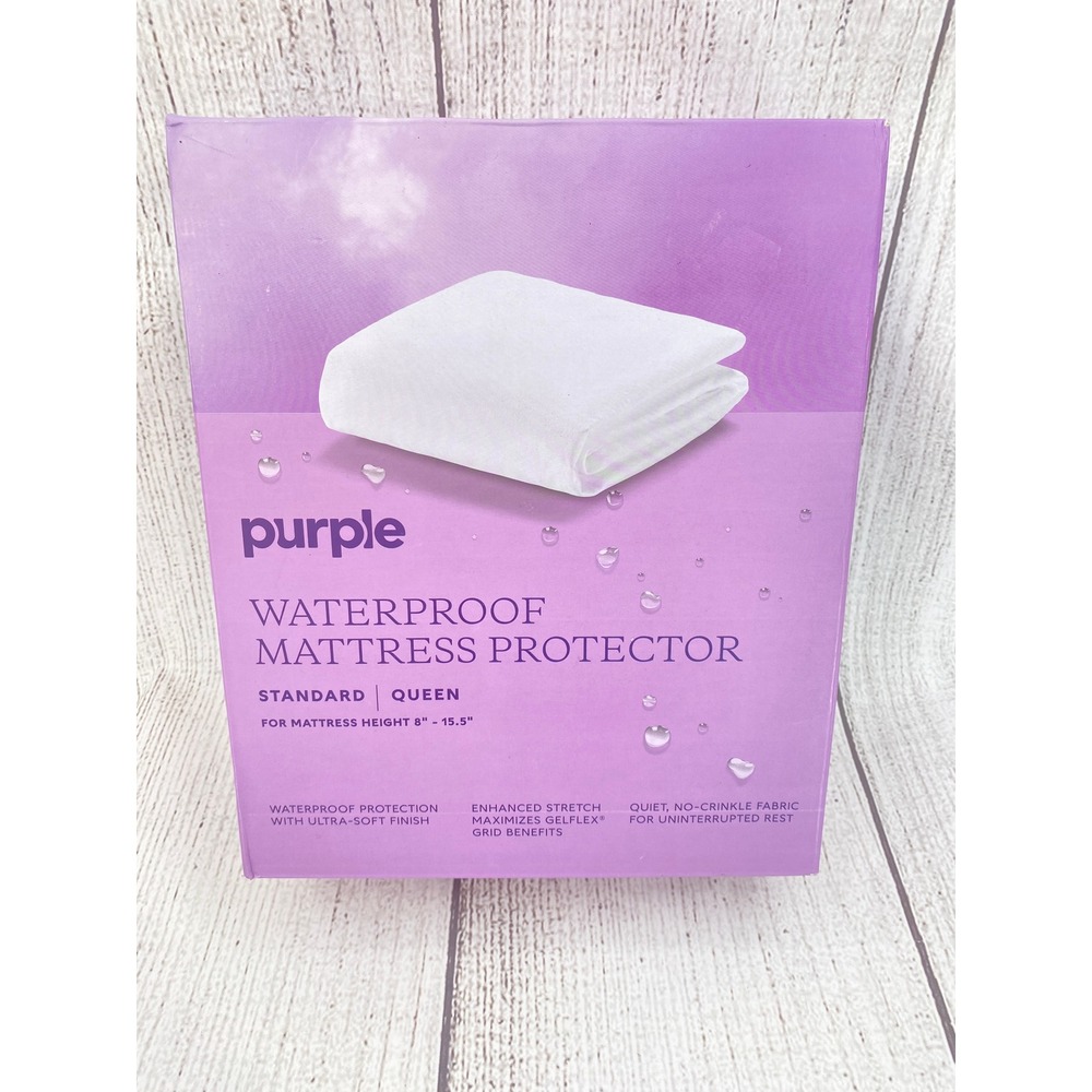 Purple Waterproof Mattress Protector Queen White Stretch Hypoallergenic Cover